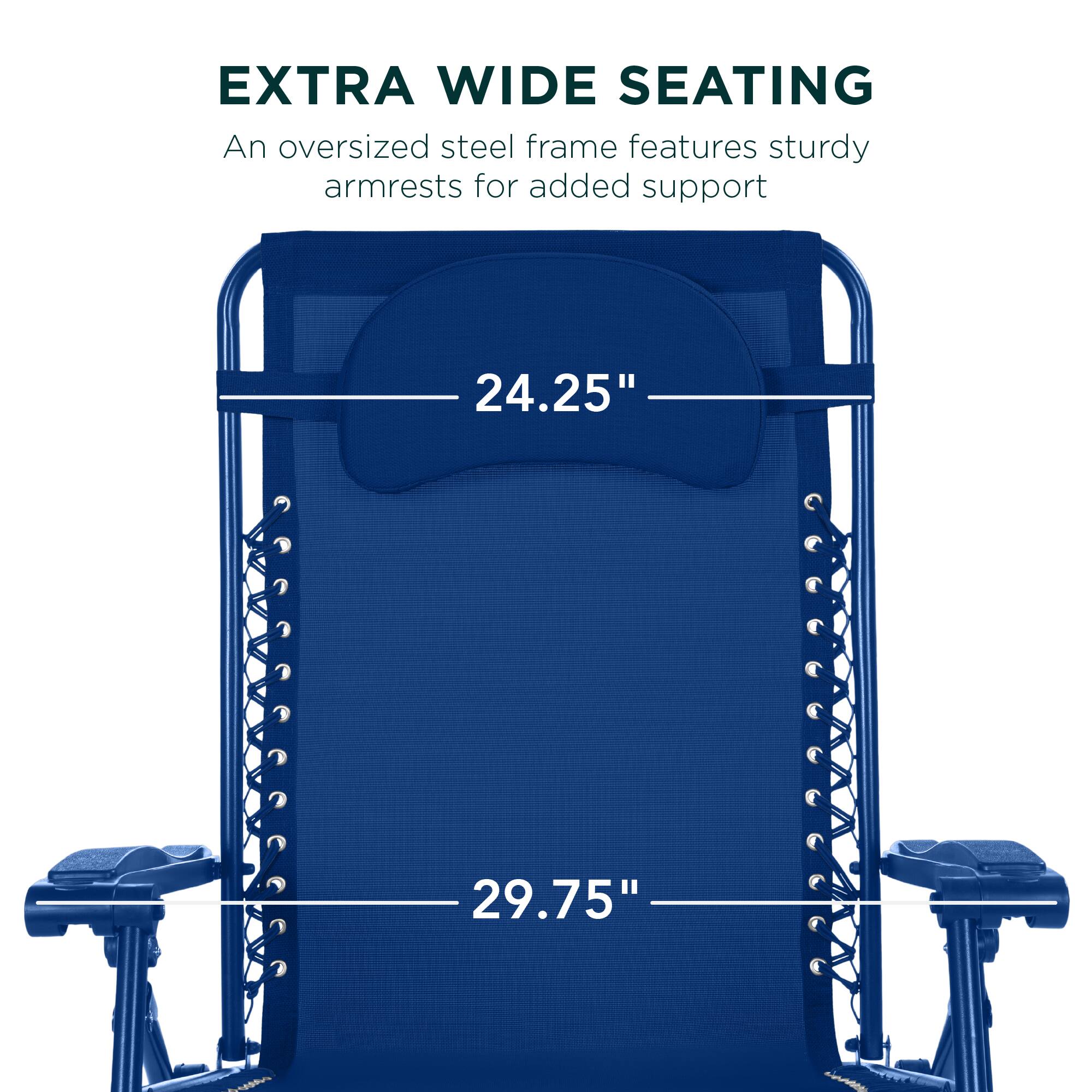 EXTRA WIDE SEATING

An oversized steel frame features sturdy armrests for added support.

24.25" 29.75"