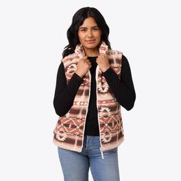 Mobile Warming - App Controlled Women's Upland Sherpa Long Printed Heated Vest - Clay Aztec