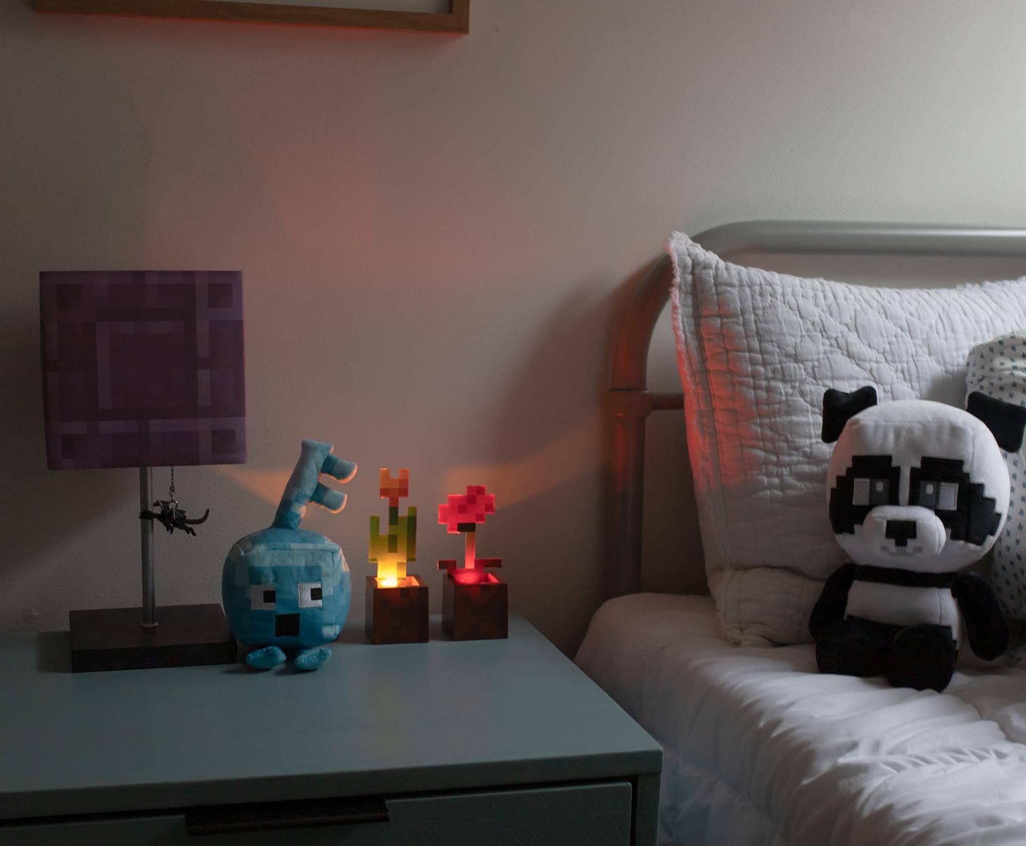 Alt View 4. Ukonic - Minecraft Orange Tulip and Poppy Flower Pot Mood Lights | Set of 2 - Brown.