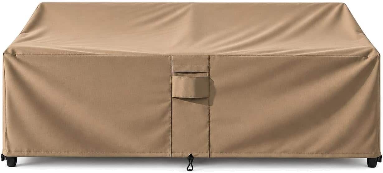 KHOMO GEAR - Patio Loveseat Cover - Heavy Duty, Water Resistant Outdoor Sofa & Couch Furniture Cover - 88" W x 33" D x 32.5" H - Brown