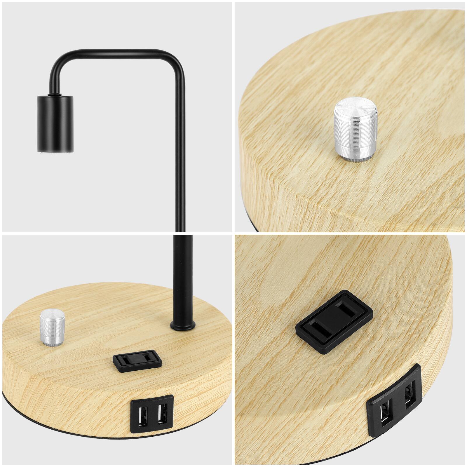 Left. Oumilen - Industrial Table Lamp with Dual USB Port and AC Outlet, Vintage Ideal Desk Lamp.
