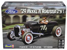 Level 5 Model Kit 1929 Ford Model A Roadster 2-in-1 Kit 1/25 Scale Model by Revell - Black