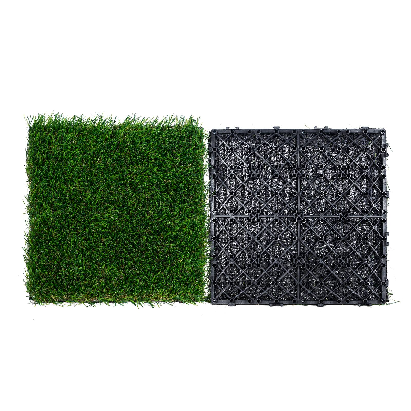 "VEVOR - Artifical Grass Tiles Interlocking Turf Deck Set, 18 Pack - 12""x12"", Synthetic Fake Grass Self-draining Mat Flooring - Grass green and brown; black base" price history on PriceWatchPro