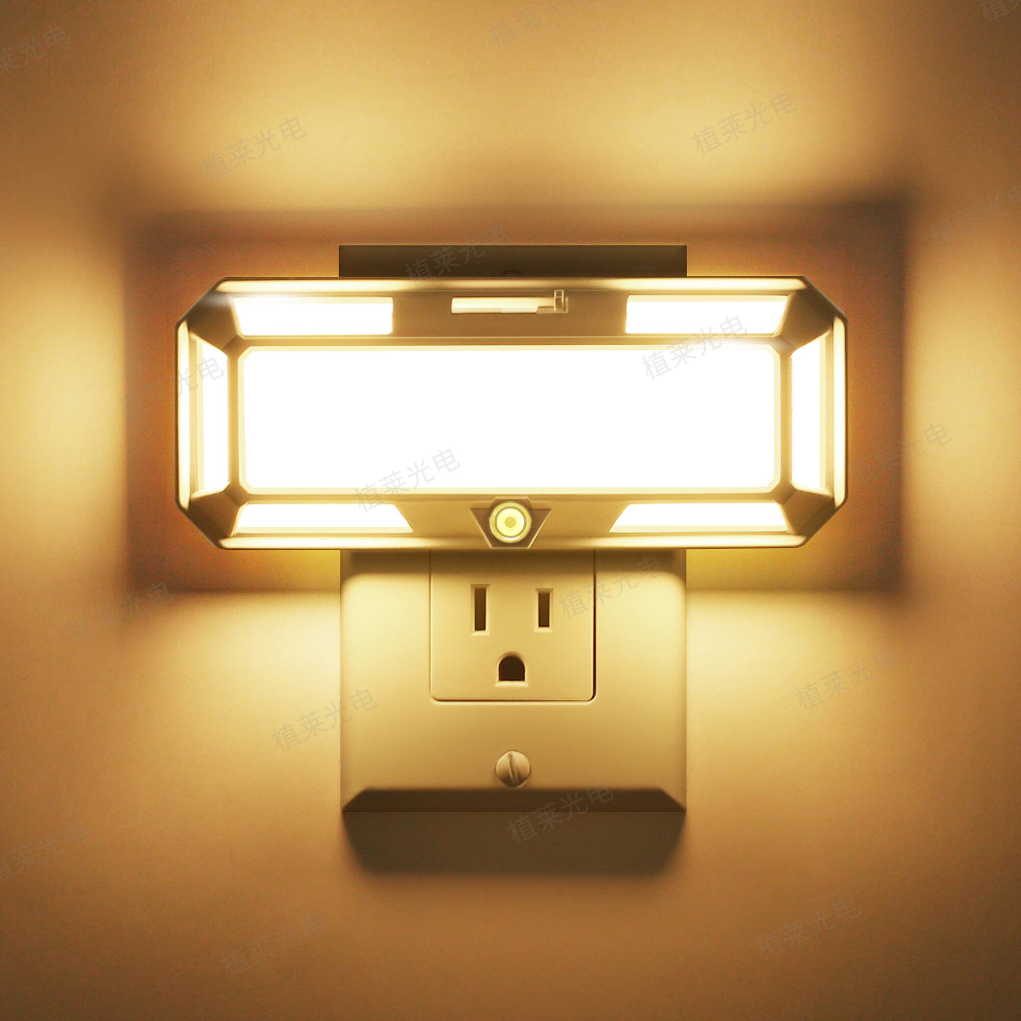 Left. Jandcase - JANDCASE 1.5W  Plug-in Night Light, 3000K Warm Glow with Slide Dimmer 0-100%, Wall Sconce Style Design - White.