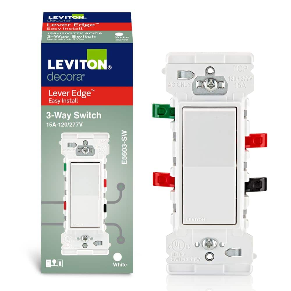 Leviton - Lever Edge 15 Amp 3-Way Rocker Switch E5603-SW - White