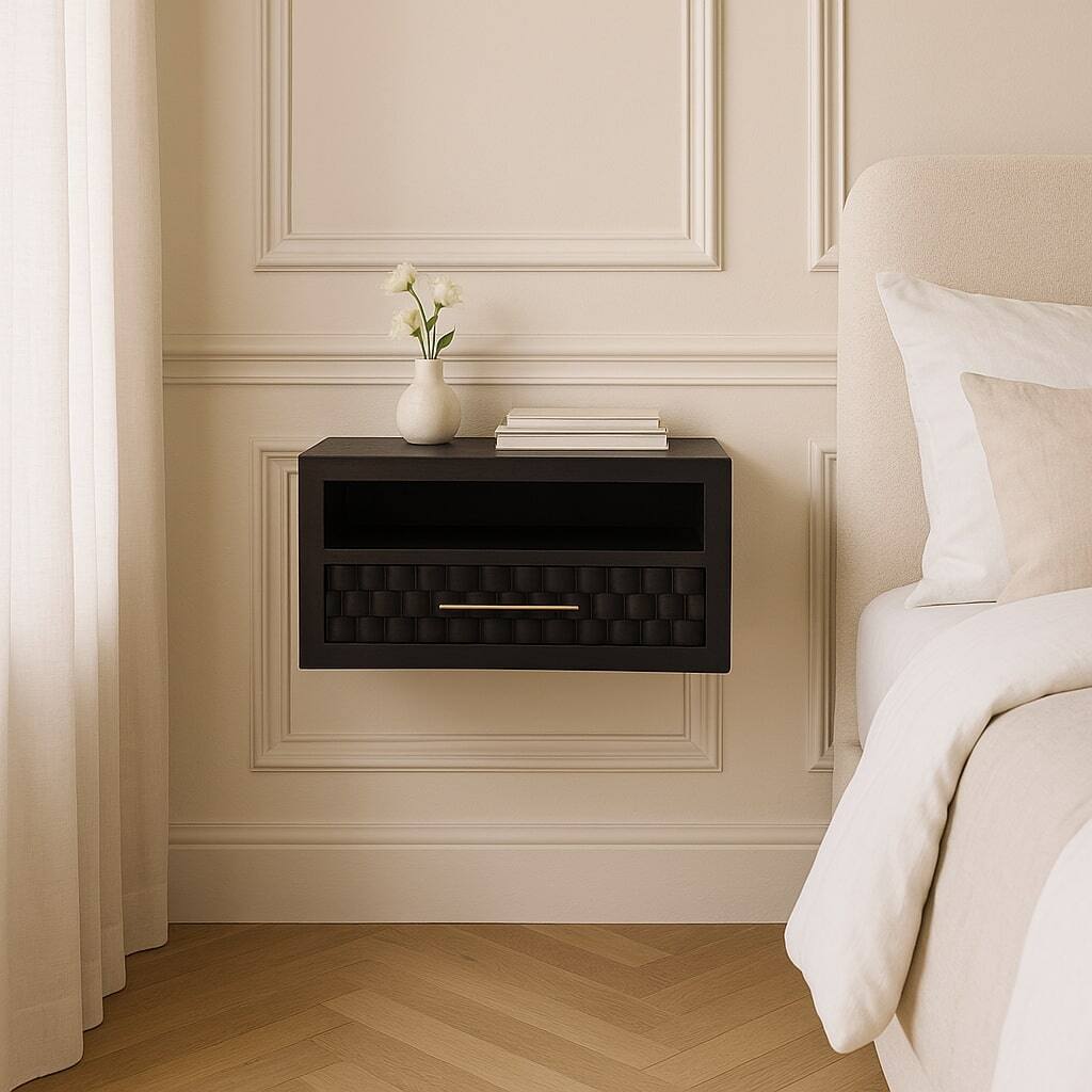 Alt View 2. Artisan Furniture - Artisan Furniture Solid Wood Arno Wall-Mounted Nightstand - Brown.