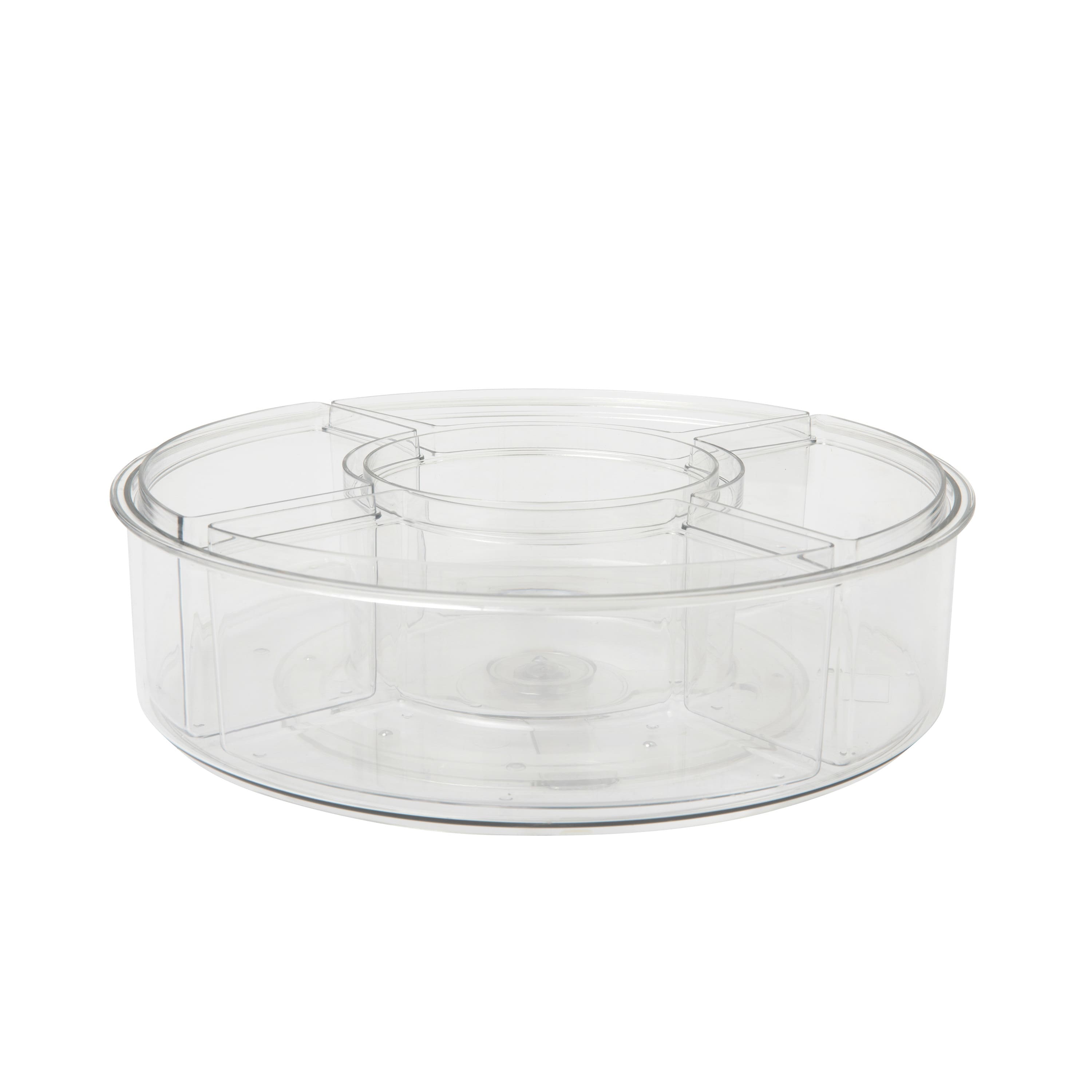 Front. Martha Stewart - Brody 12" Lazy Susan Plastic Desktop Turntable with 5 Removable Storage Bins - Clear - Clear.