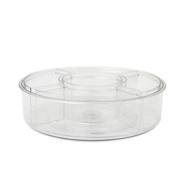 Martha Stewart - Brody 12" Lazy Susan Plastic Desktop Turntable with 5 Removable Storage Bins - Clear