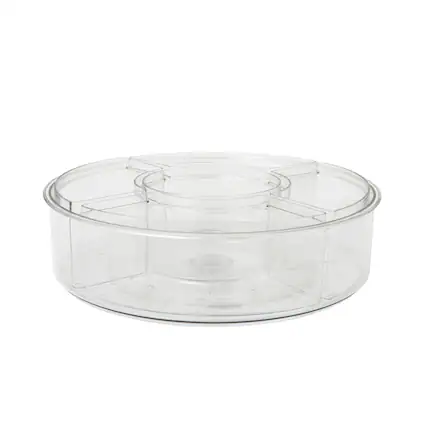 Front. Martha Stewart - Brody 12" Lazy Susan Plastic Desktop Turntable with 5 Removable Storage Bins - Clear - Clear.
