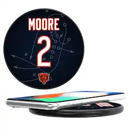 Keyscaper - D.J. Moore Black Chicago Bears Wireless Charging Station - Black
