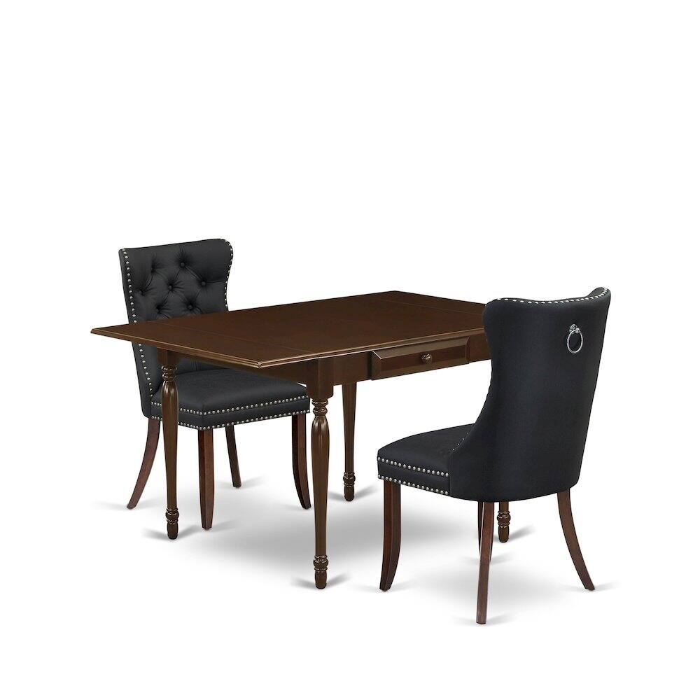 East West Furniture - 3 Piece Dinette Set Consists of a Rectangle Kitchen Table with Dropleaf - Red