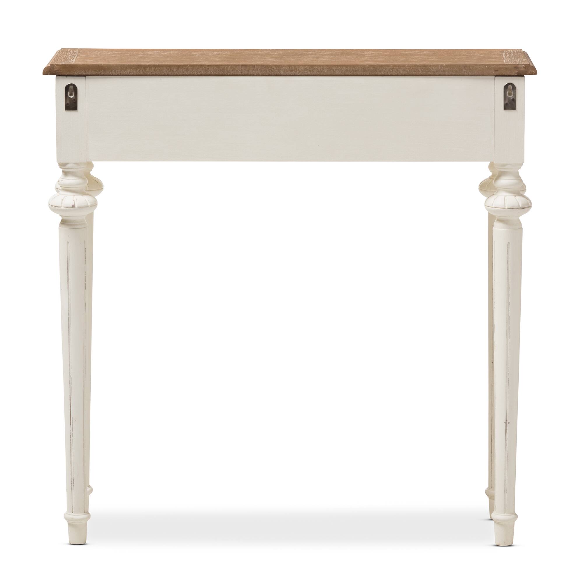 Back. Baxton Studio - Marquetterie French Provincial Style WeatheOak and Distressed Finish Wood Two-Tone Console Table - White/Natural.