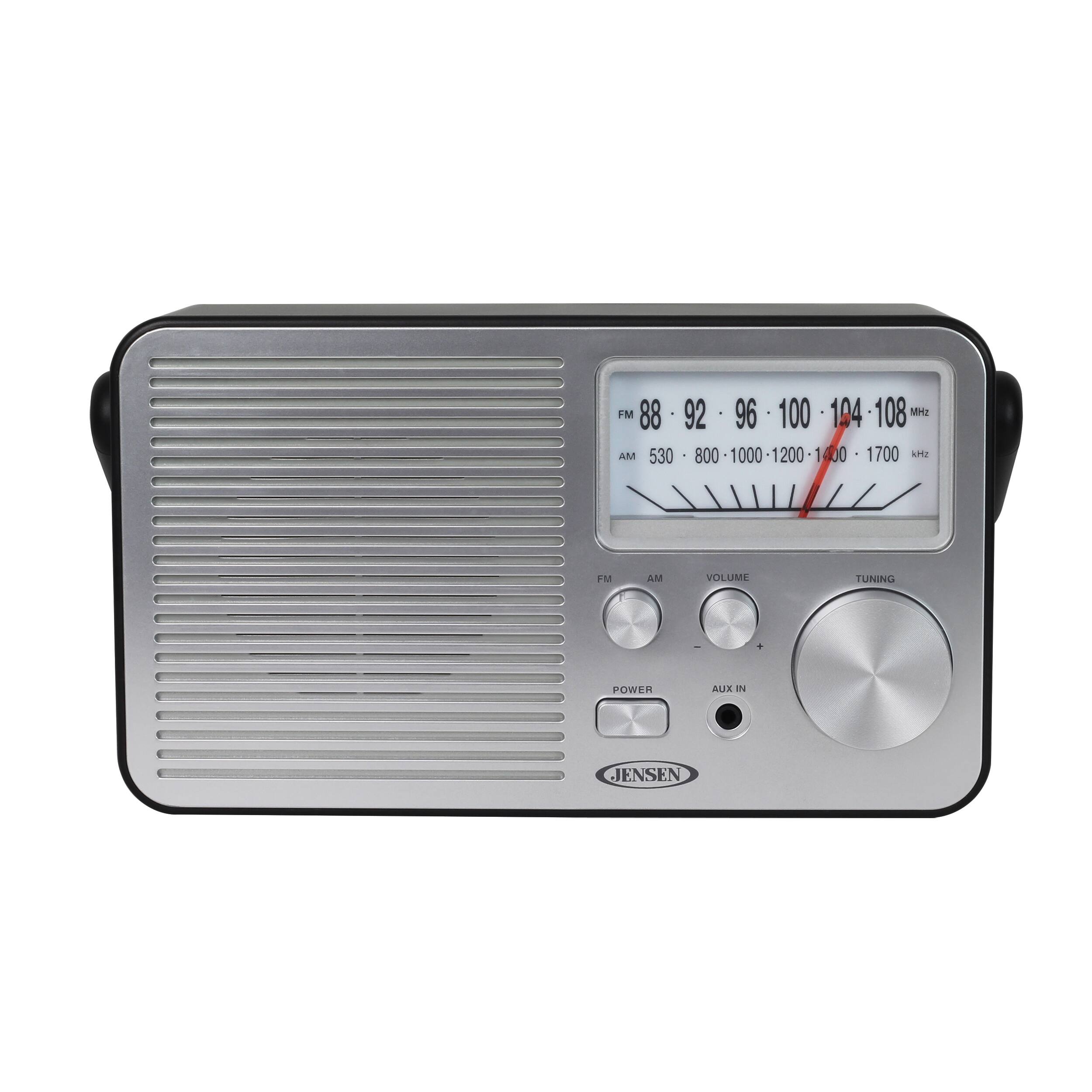 Angle. Jensen - Portable AM/FM Radio with Aux Line-in - Black.