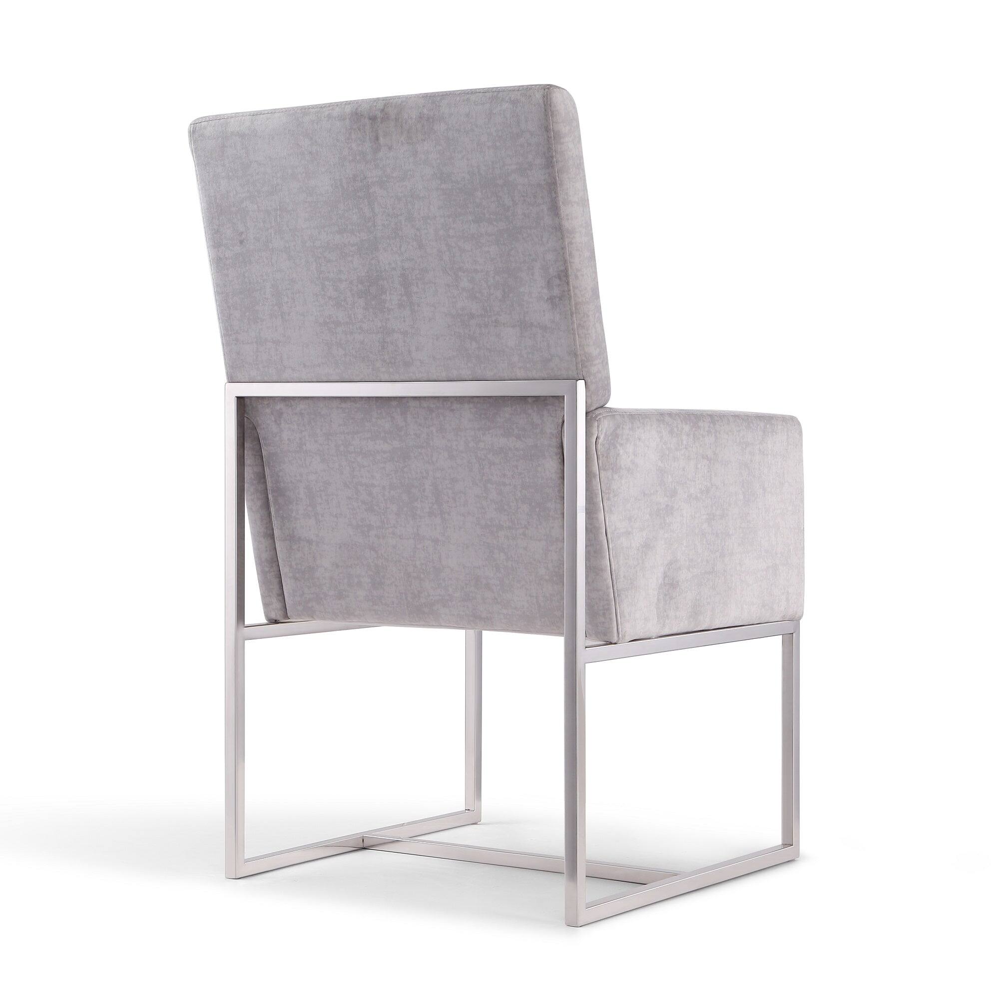 Alt View 2. Manhattan Comfort - Element Modern Metal Velvet Dining Chair - Gray.