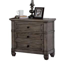 Manhattan Lane - Jimbo Nightstand with USB Port and Hidden Drawer, Solid Wood - Warm Gray, Bronze