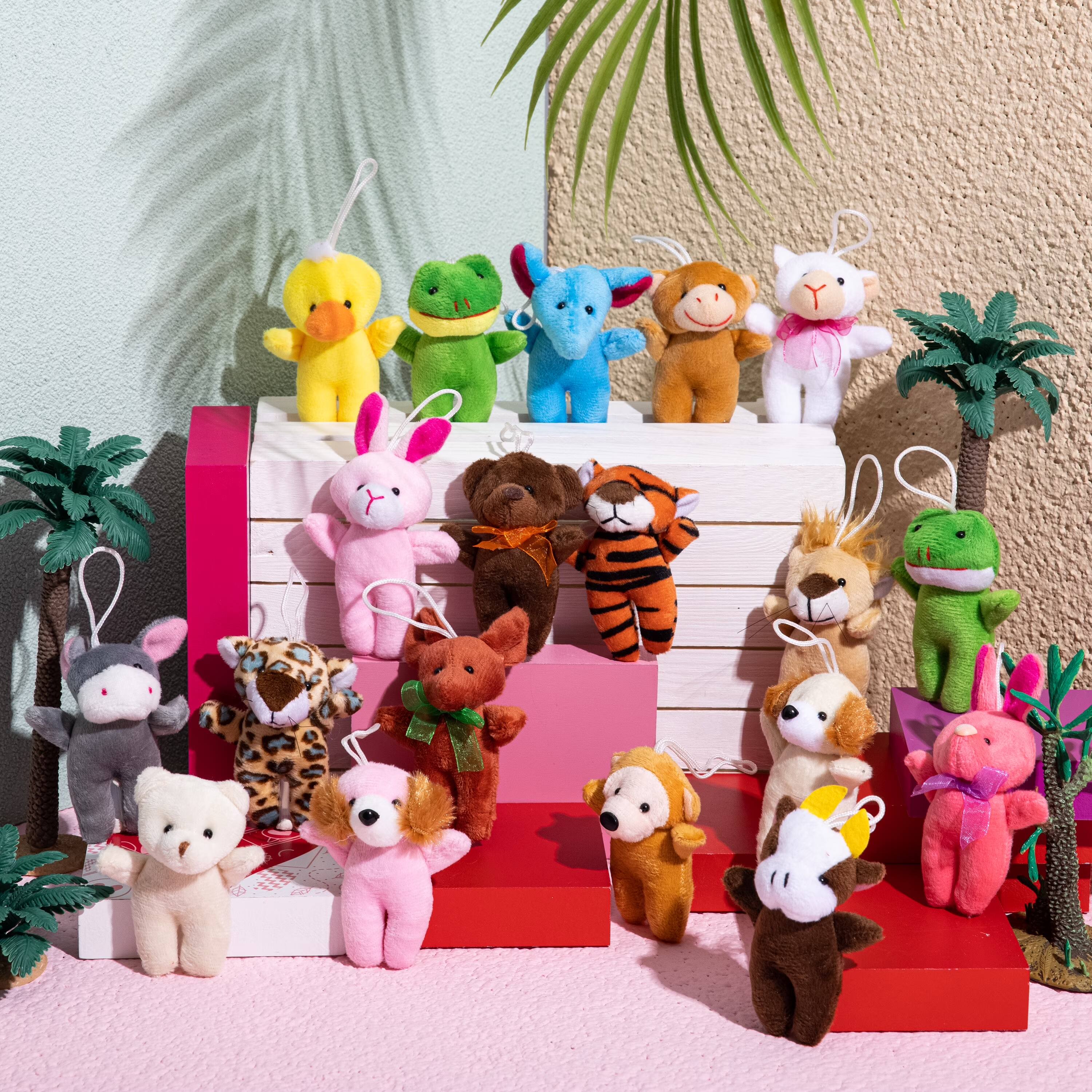 Alt View 1. Joyfy - 24 Pcs Small Stuffed Animals 3" Kids Party Favors Mini Plush Toys Bulk Animals Keychain Decoration for Boys Girls.