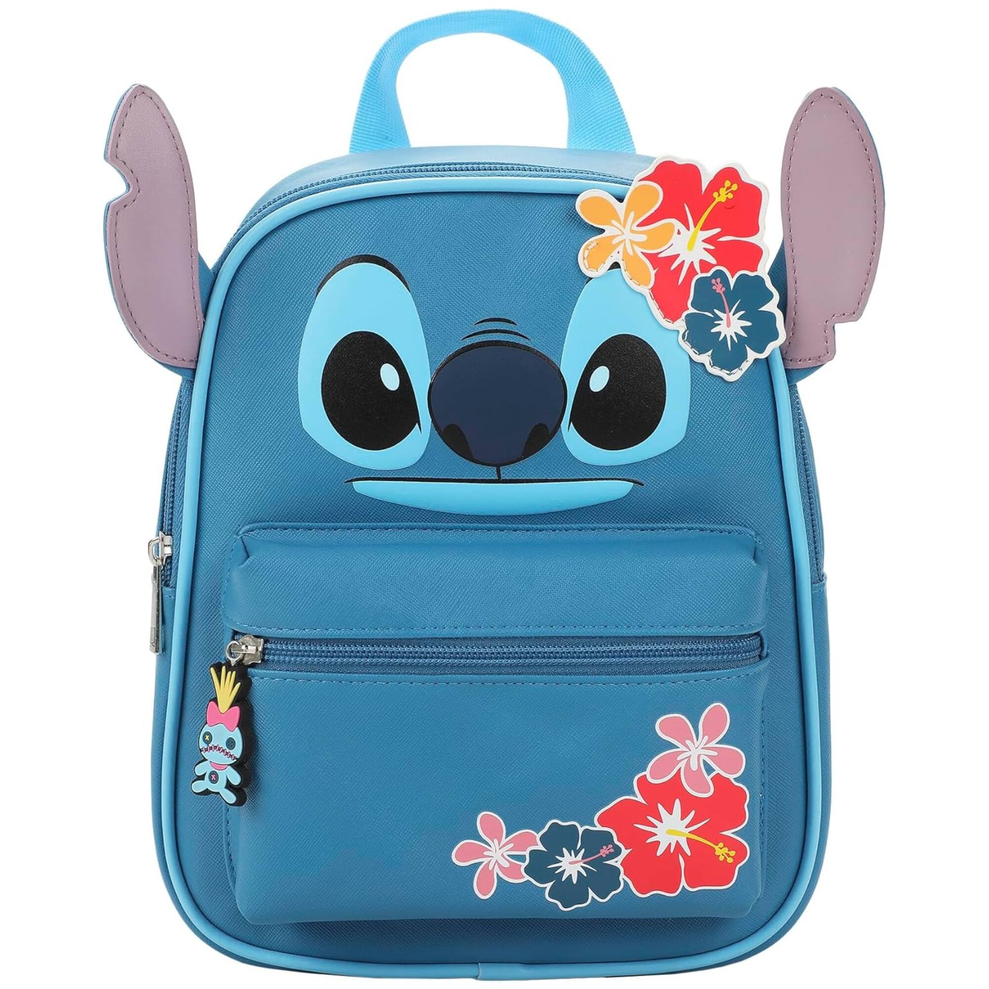 Front. Disney - Disney's Stitch Icon 10" Mini PU leather Backpack with Stitch Head - Multicolored.