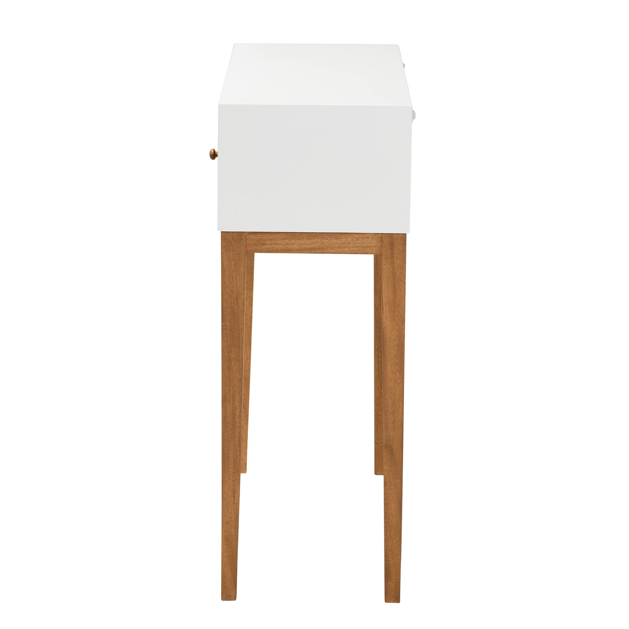 Back. bali & pari - Odile Mid-Century Modern Bayur Wood 1-Drawer Console Table - Natural Brown/White.