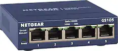 Gigabit Switch NETGEAR / GS105 ProSAFE
NETGEAR
On-Link Blink-ACT
Both=1000M 100M 10M
GS105
Power
1 2 3 4 5