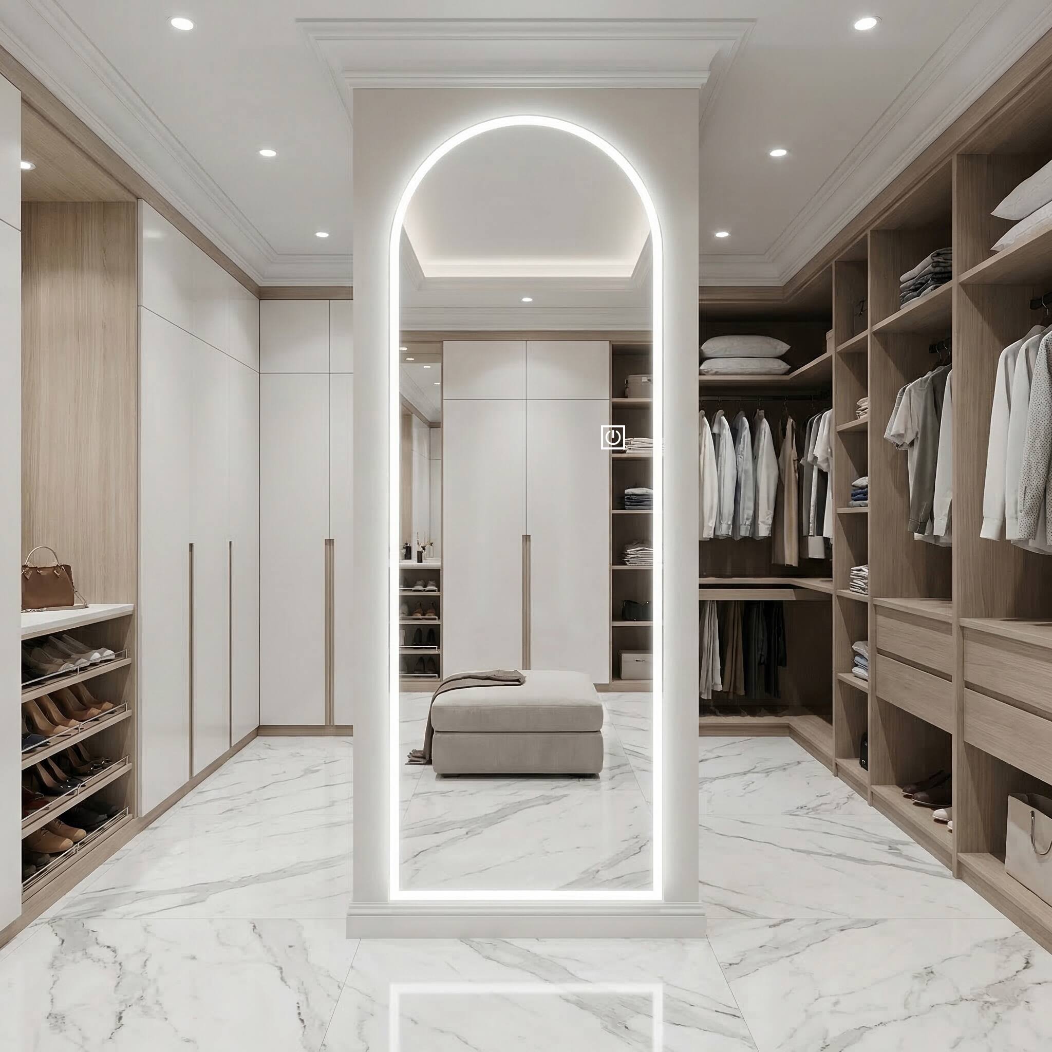 Alt View 3. Boyel Living - 65 by 21 Inch LED Full Length Wall Mirror Symmetrical Arch Design with Frosted Glass.
