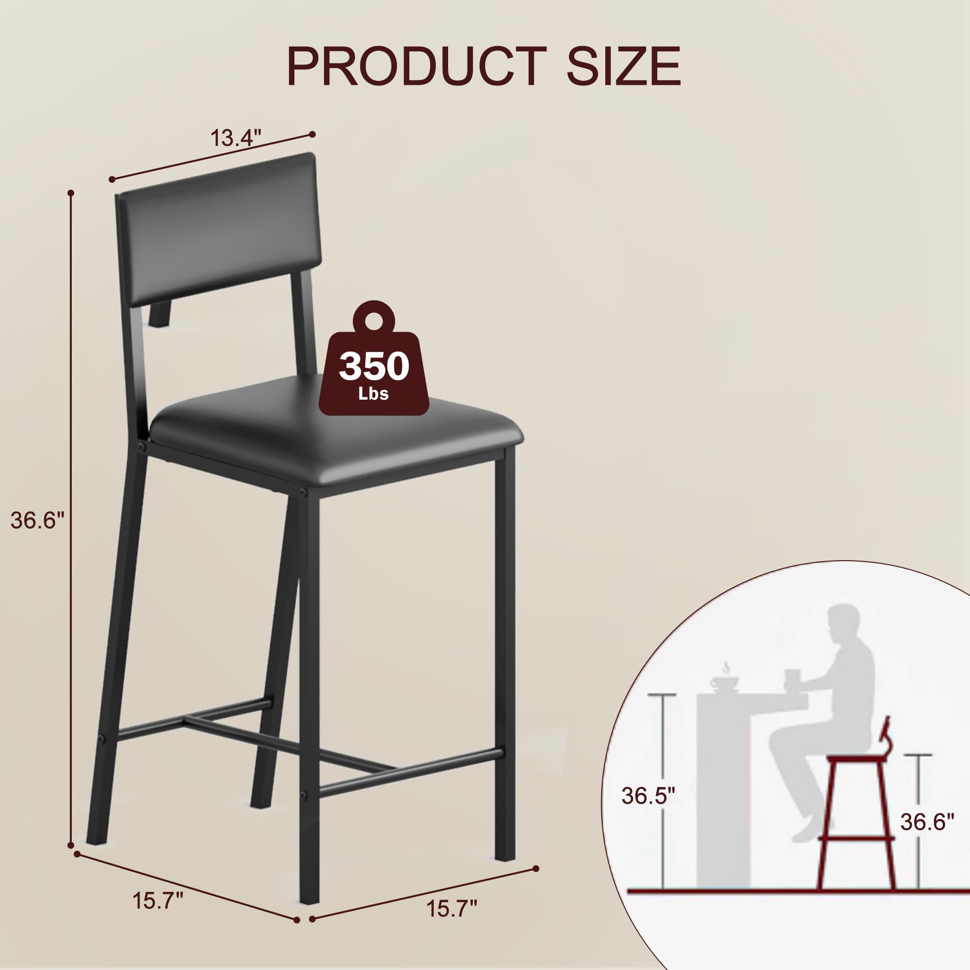 PRODUCT SIZE  
13.4"  
350 Lbs  
36.6"  
36.5"  
15.7"  
15.7"