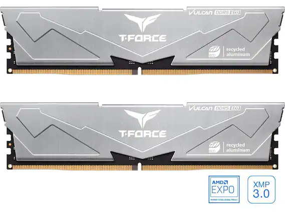 VULCAN DDR5 ECO
TFORCE
recycled ECO aluminum
AMD EXPO
MEMORY OVERLOCKING PROFILE
XMP 3.0