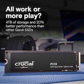 Crucial P310 4TB Internal SSD PCIe Gen 4 x4 NVMe M.2 Crucial P310 4TB Internal SSD PCIe Gen 4 x4 NVMe M.2