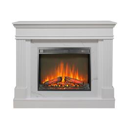 Loheer - 44 inch electric fireplace with mantel, 23 inch fireplace insert heater, Jasmine - White