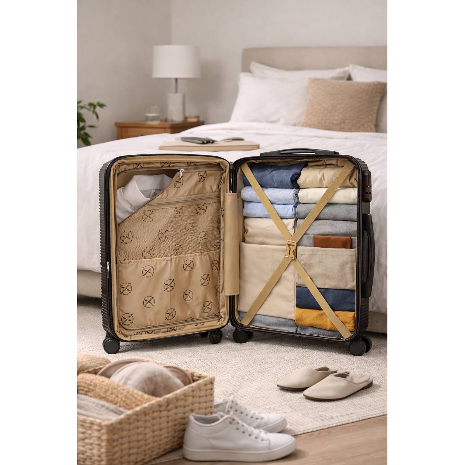 Back. World Traveler - World Traveler 20-Inch Hardside Expandable Carry-On Spinner Luggage – Includes Bonus Travel Bag – Brown - Brown.