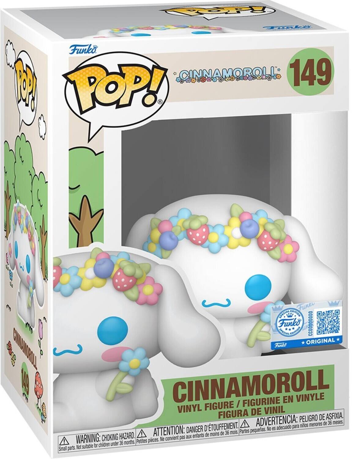 Funko POP! CINNAMOROLL 149  
SPECIAL EDITION  
ORIGINAL  
VINYL FIGURE / FIGURINE EN VINYLE / FIGURA DE VINIL  
WARNING: CHOKING HAZARD. Small parts. Not suitable for children under 36 months.  
ADVERTENCIA: PEORO DE ASFIXIA. D'TOUFFEMENT. No es adecuado para niños menores de 36 meses.  
ATTENTION: DANGER D'ÉTOUFFEMENT. Ne convient pas aux enfants de moins de 36 mois.  
Partes pequeñas.