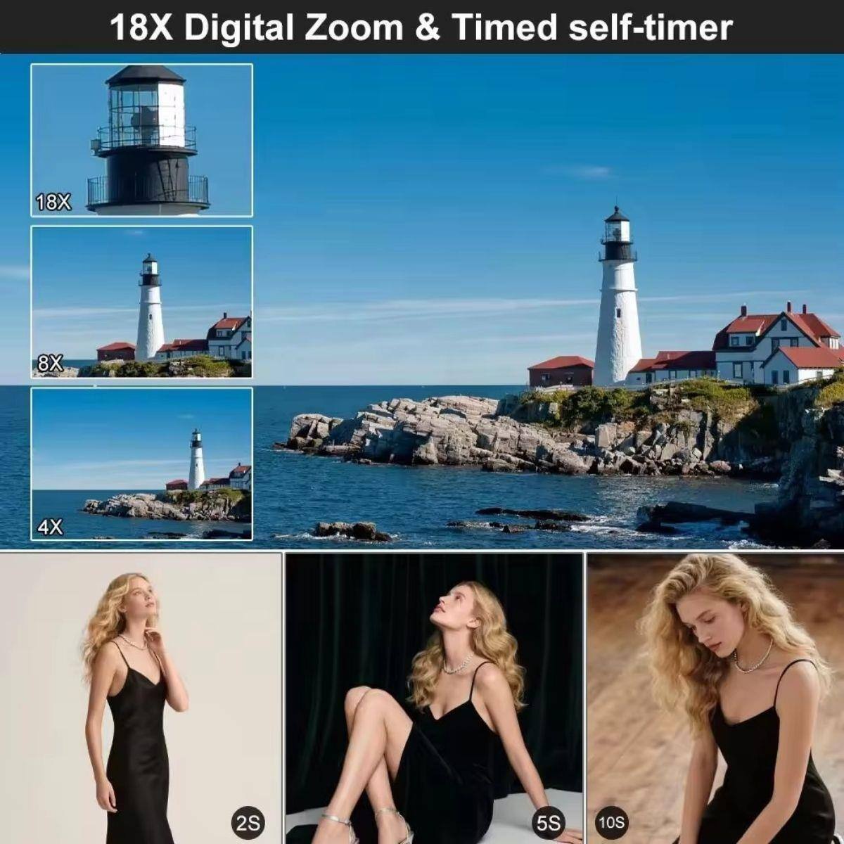 18X Digital Zoom & Timed self-timer

18X
8X
4X
2S
5S
10S