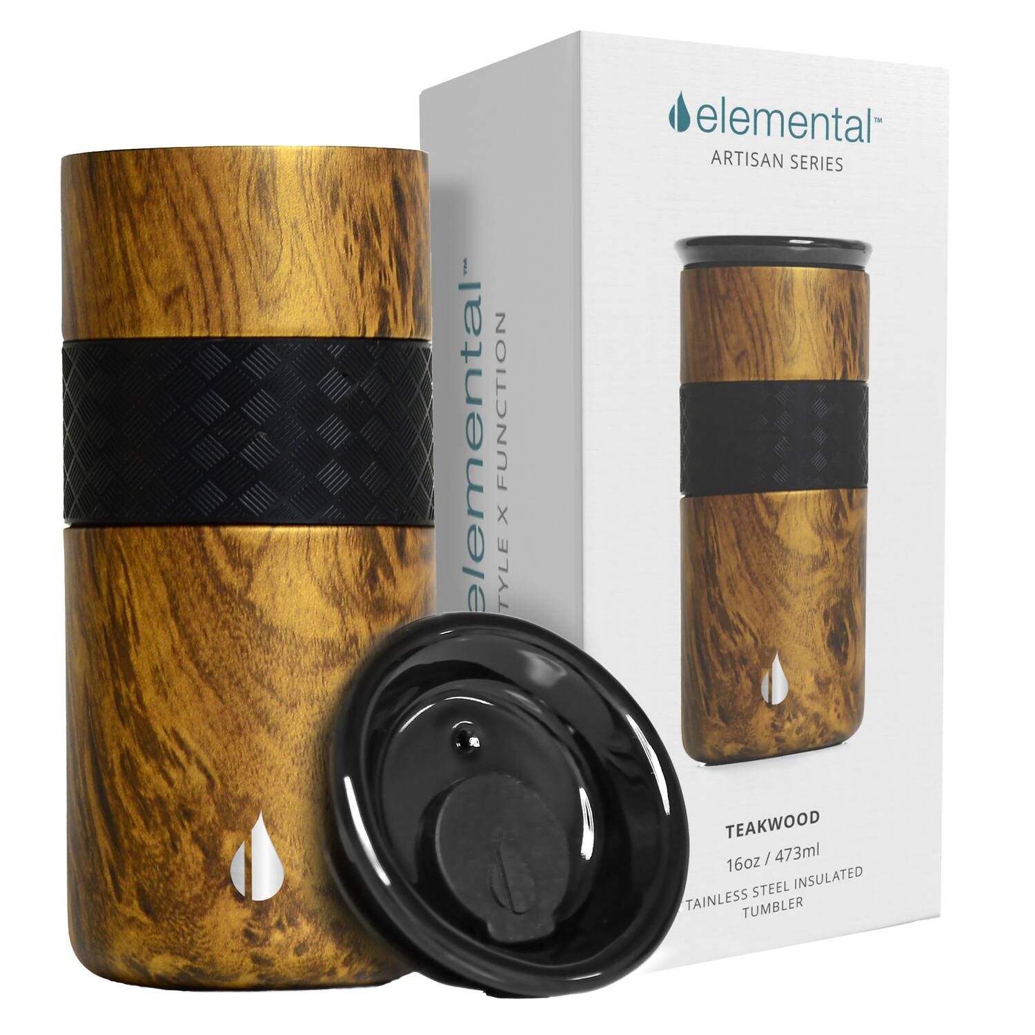 elemental FUNCTION X TYLE elemental - ARTISAN SERIES TEAKWOOD 16oz / 473ml STAINLESS STEEL INSULATED TUMBLER