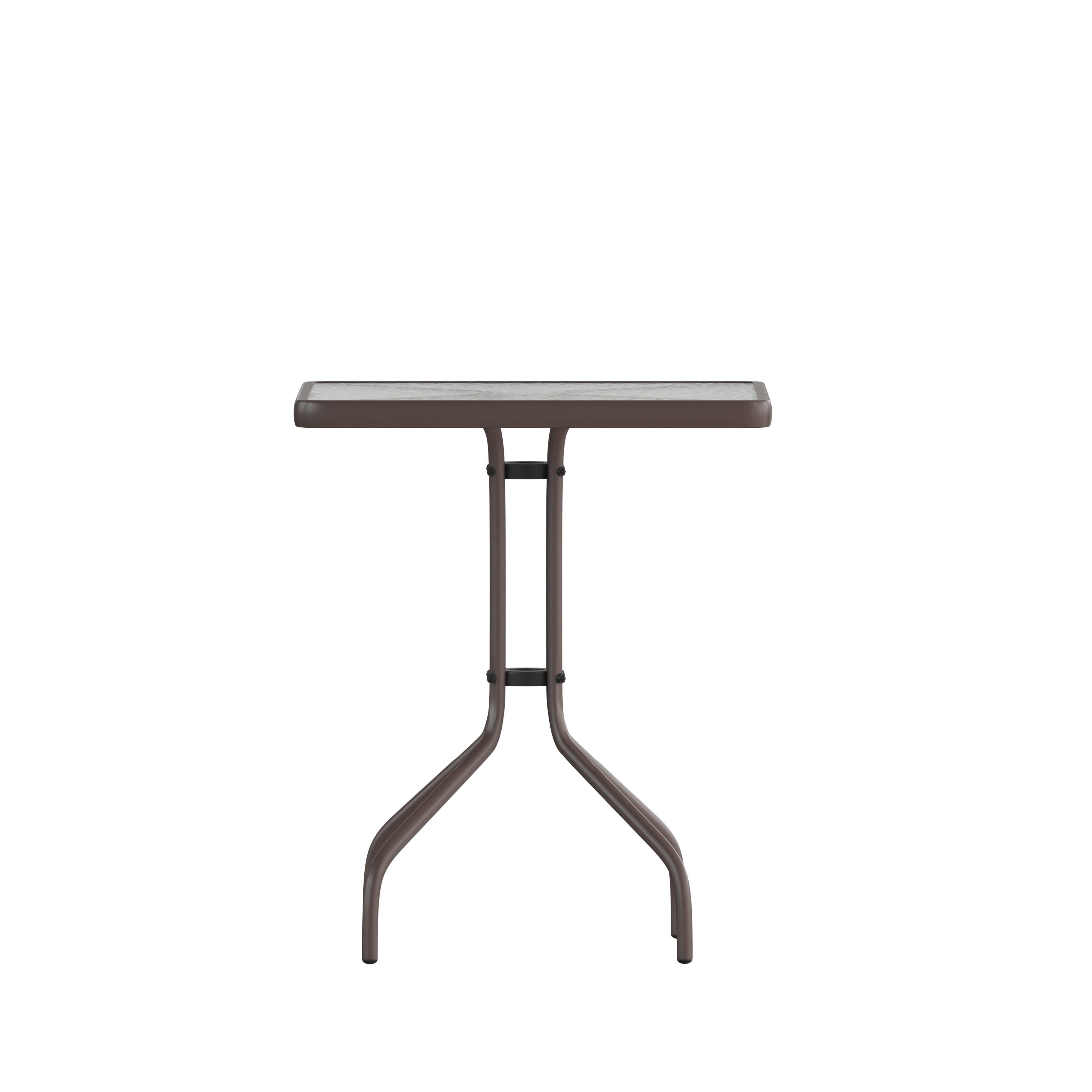 Alt View 9. Emma + Oliver - 23.5" Square Tempered Glass Metal Table with Smooth Ripple Design Top - Clear Top/Bronze Frame.