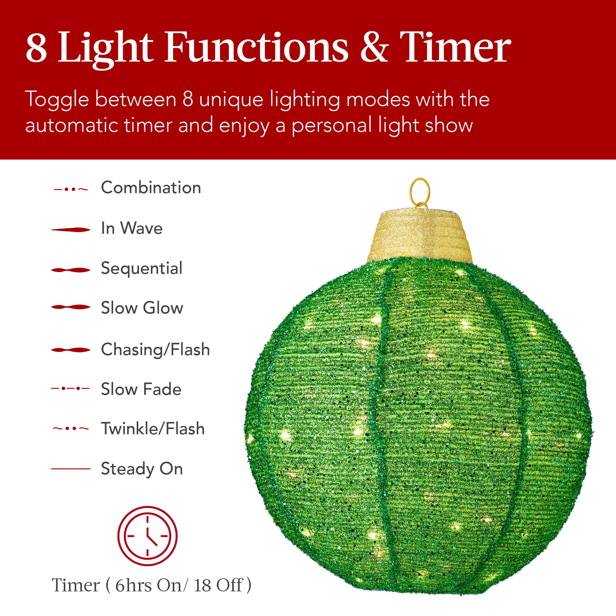 8 Light Functions & Timer

Toggle between 8 unique lighting modes with the automatic timer and enjoy a personal light show

- Combination
- In Wave
- Sequential
- Slow Glow
- Chasing/Flash
- Slow Fade
- Twinkle/Flash
- Steady On

Timer (6hrs On/ 18 Off)