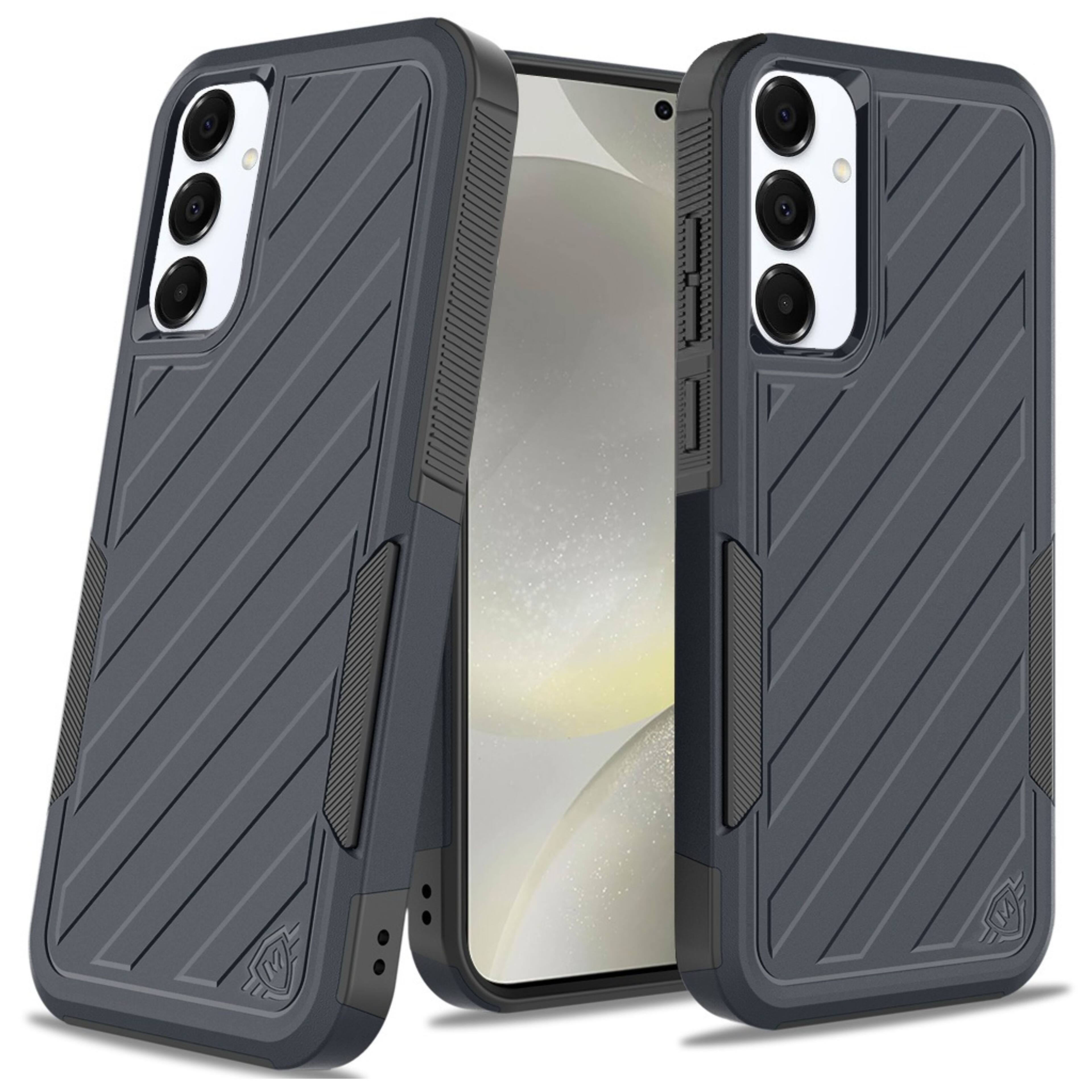 Angle. Kitcheniva - Shockproof Dual Layer Lined Cover Plus Tempered Glass For Samsung S25/S24 Blue/Black - Blue.