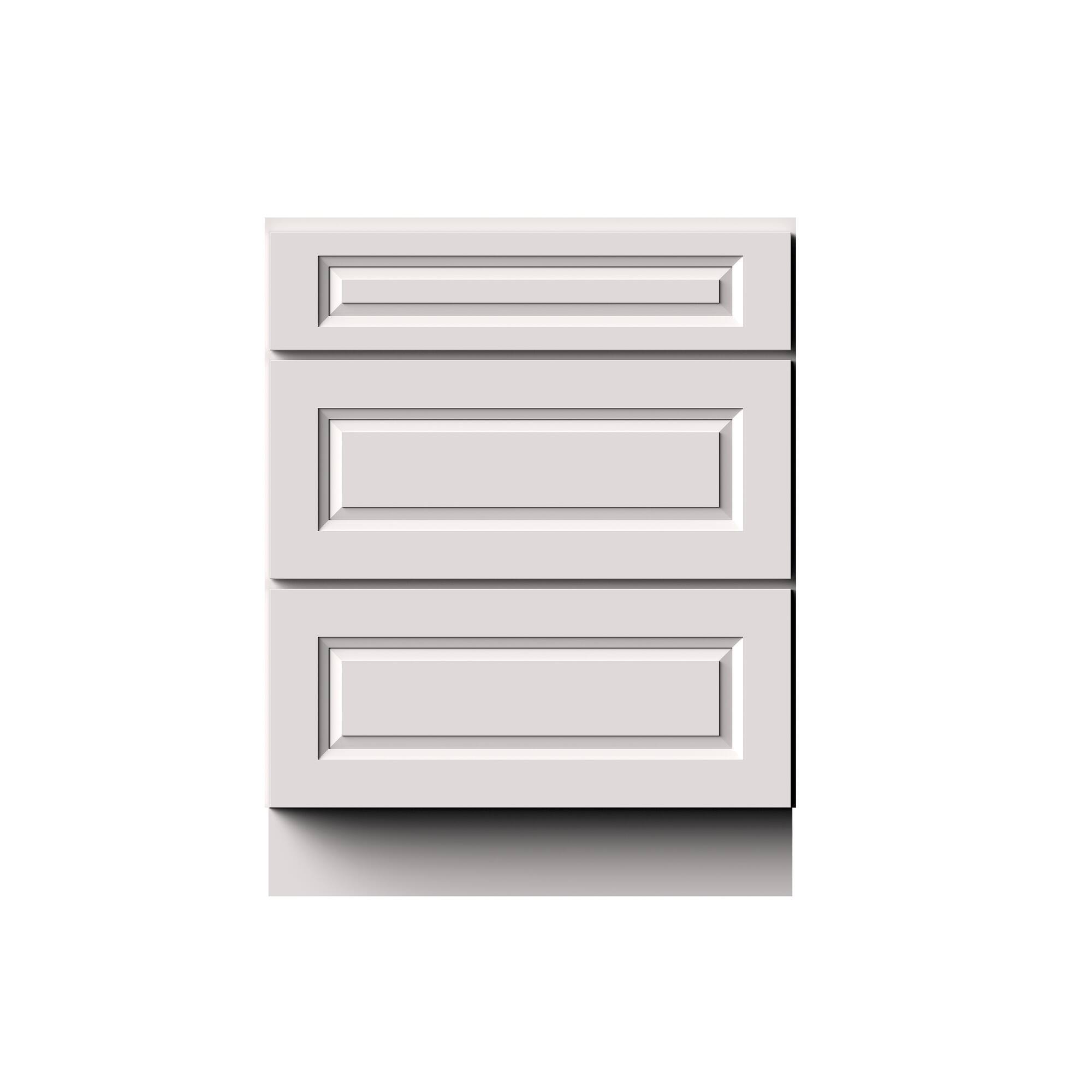 Alt View 1. Boyel Living - 27-in W x 34.5-in H x 24-in D Shaker 3-Drawer Kitchen Base Cabinet with Soft-Close Slides - Glacier White.