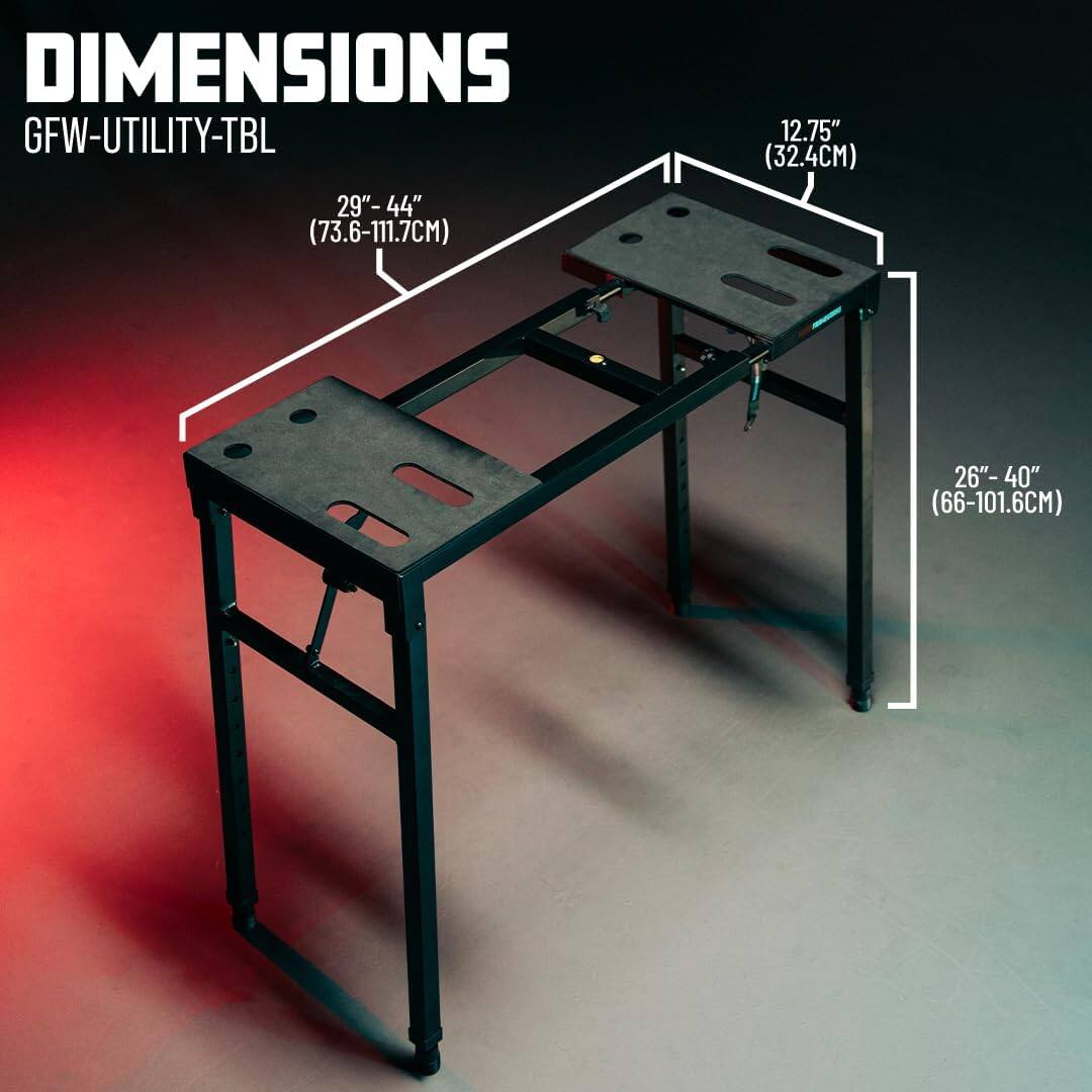 DIMENSIONS GFW-UTILITY-TBL  
29"-44" (73.6-111.7CM)  
12.75" (32.4CM)  
26"-40" (66-101.6CM)
