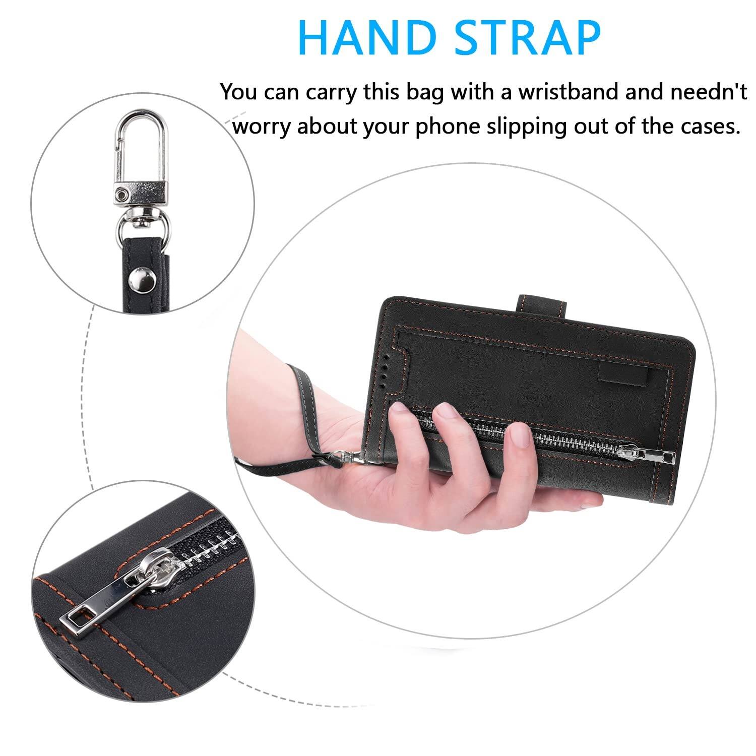 HAND STRAP  
You can carry this bag with a wristband and needn't worry about your phone slipping out of the cases.