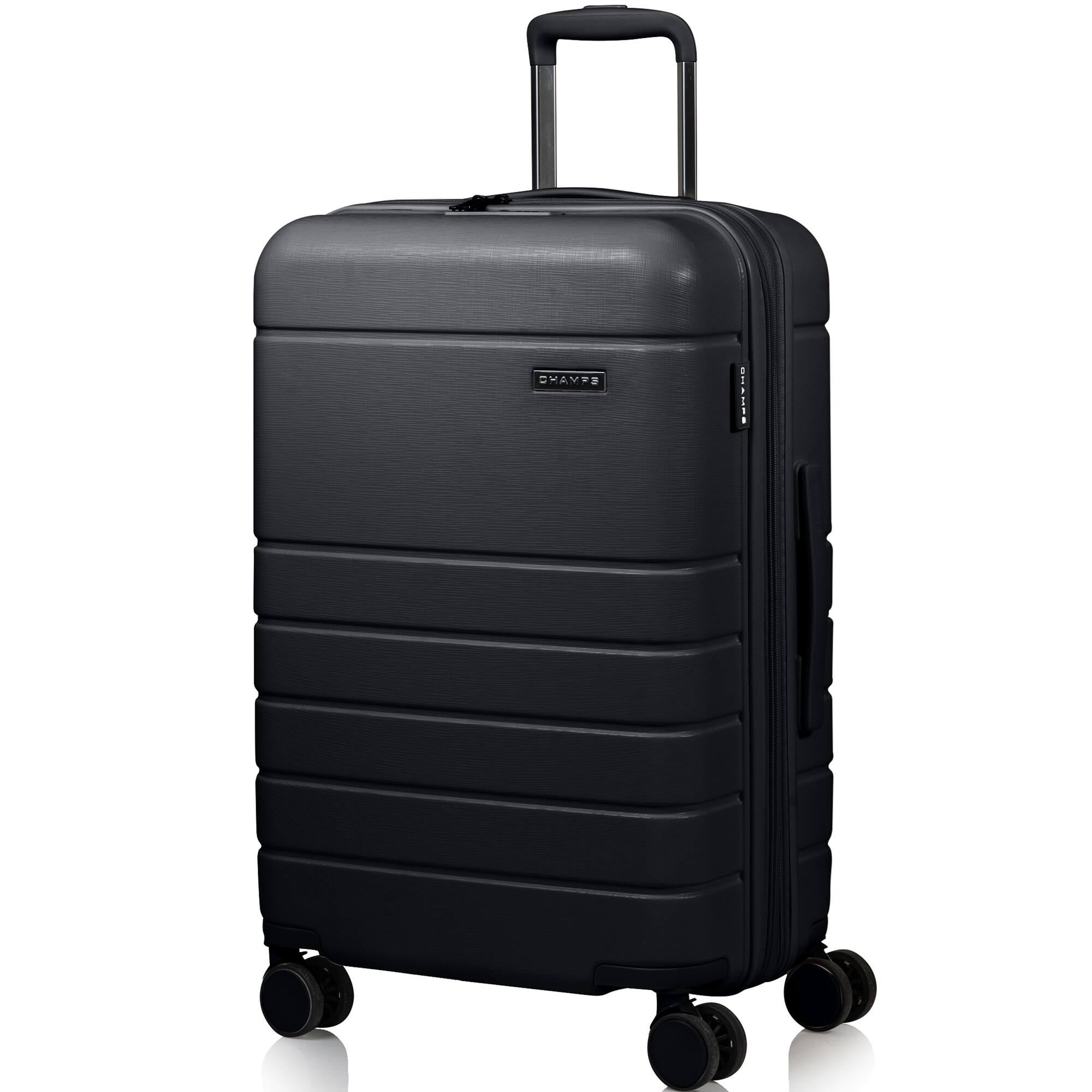 Angle. Champs - Linen 3-Piece Hardside Luggage Set - Black.