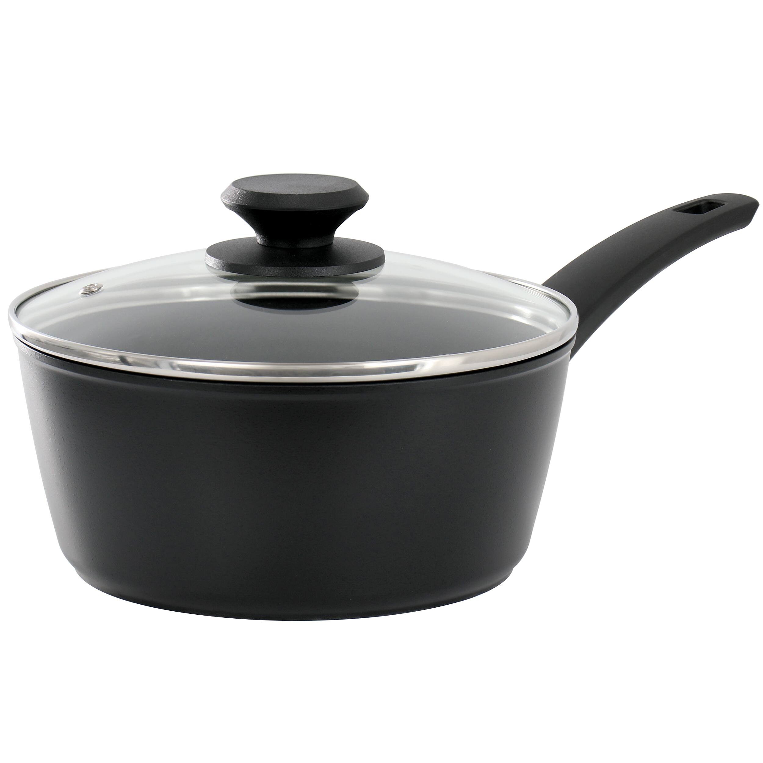 Front. Oster - Oster Connelly 2.5 Quart Textured Nonstick Aluminum Saucepan with Lid in Black - Black.