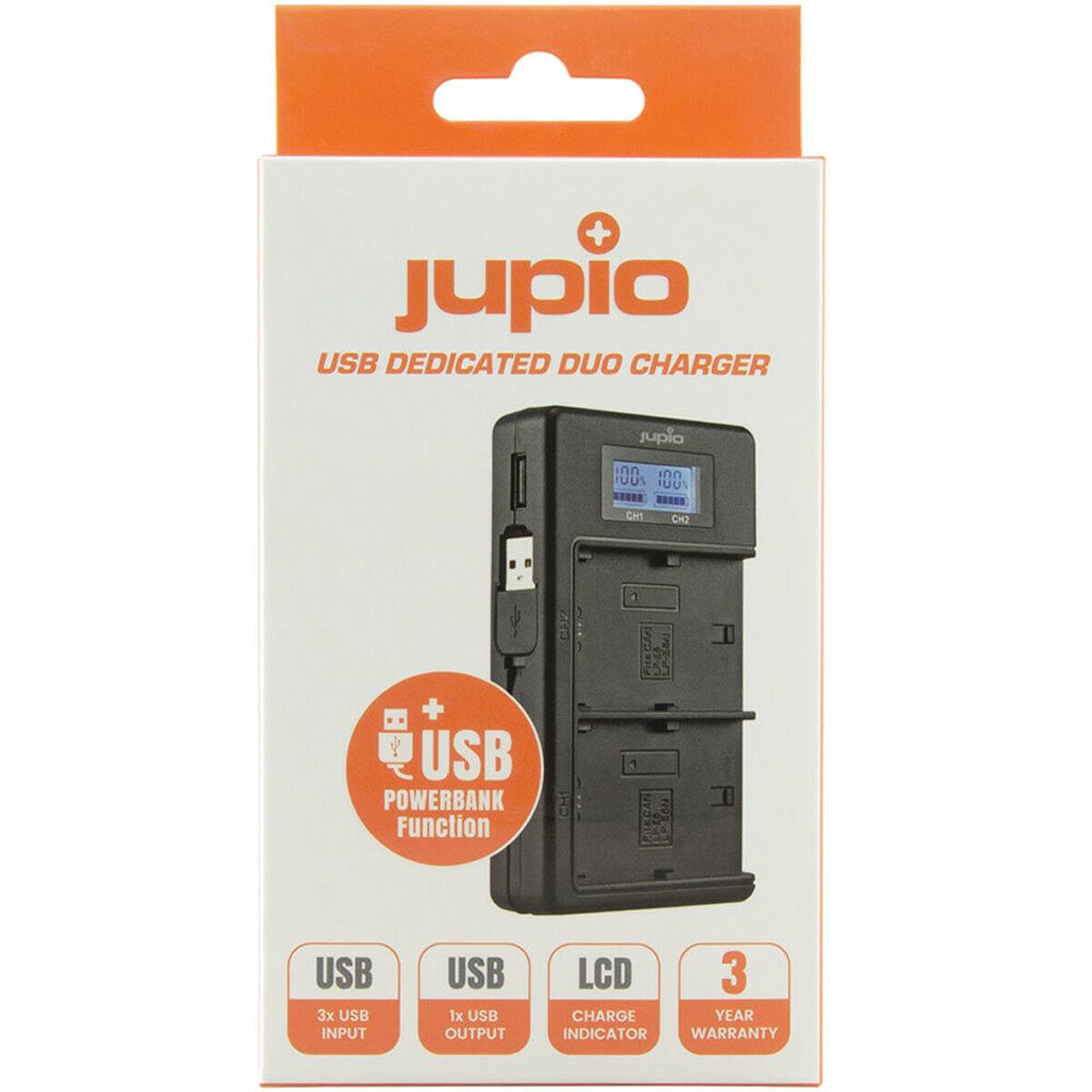 jupio USB DEDICATED DUO CHARGER  
USB POWERBANK Function  
3x USB INPUT  
1x USB OUTPUT  
LCD CHARGE INDICATOR  
3 YEAR WARRANTY