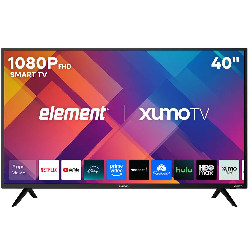 1080P FHD SMART TV 40" element XUMO TV

Apps: View all
- NETFLIX
- YouTube
- Disney+
- Prime Video
- Peacock
- Paramount+
- Hulu
- HBO Max
- Xumo PLAY