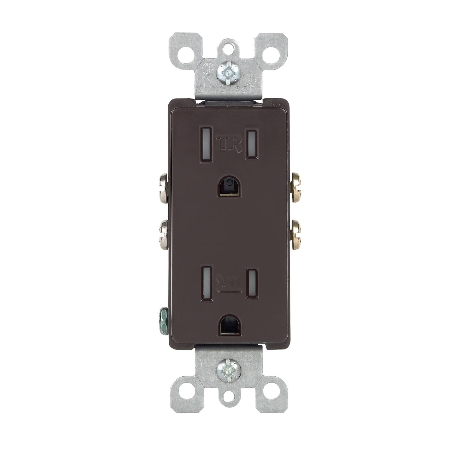 Front. Leviton - Leviton Decora 15 amps 125 V Duplex Brown Outlet 5-15R 1 pk - Brown.