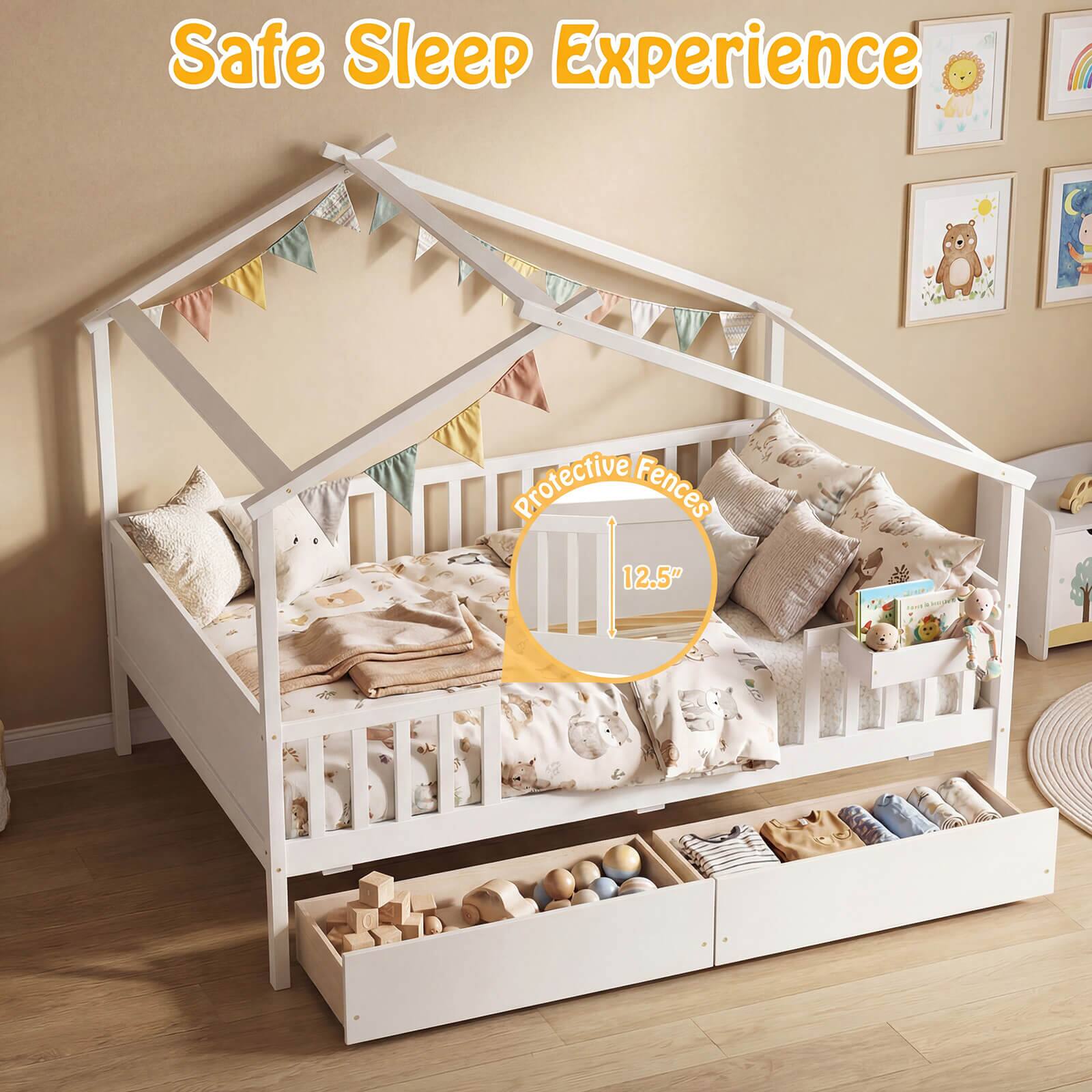 Safe Sleep Experience  
Protective Fences 12.5"