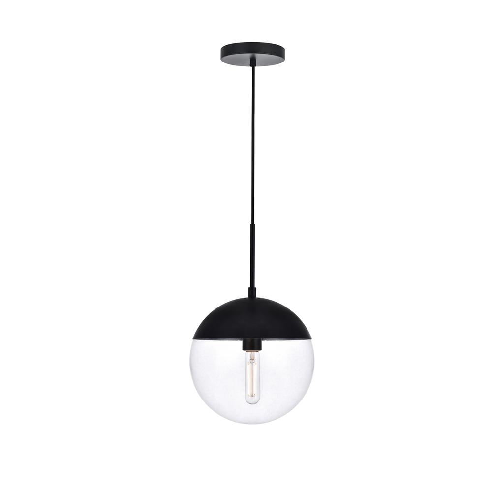 Angle. Living District - Eclipse 1 Light Black Pendant With Clear Glass - Black And Clear.