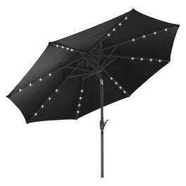 Ainfox - 10FT Solar LED Patio Umbrella with Tilt and Crank UV Protection for Garden Deck Backyard Pool Beach with light - Black