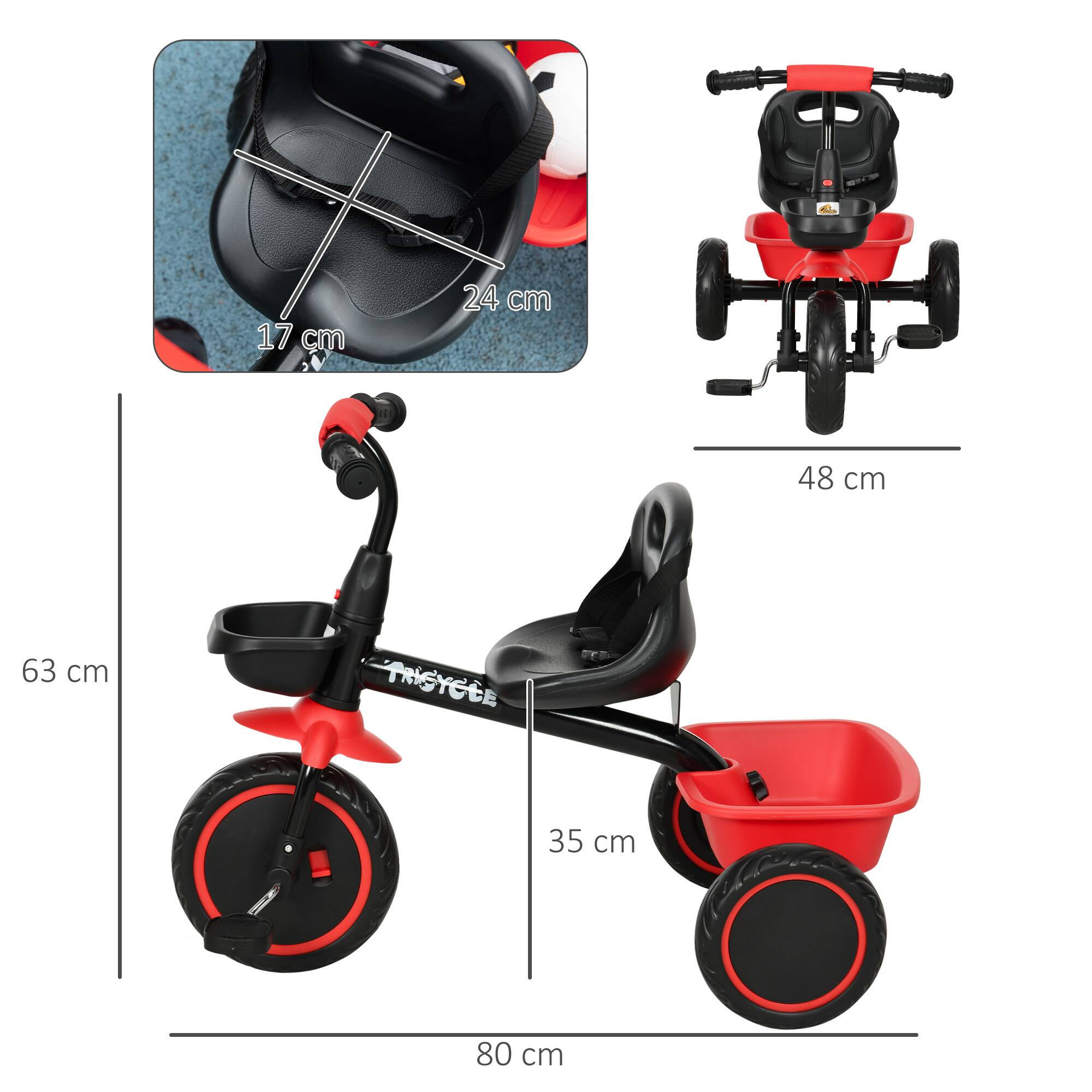 Left. Qaba - Tricycle for Toddlers Age 2-5 with Adjustable Seat, Toddler Bike with Storage Baskets for Girls and Boys.