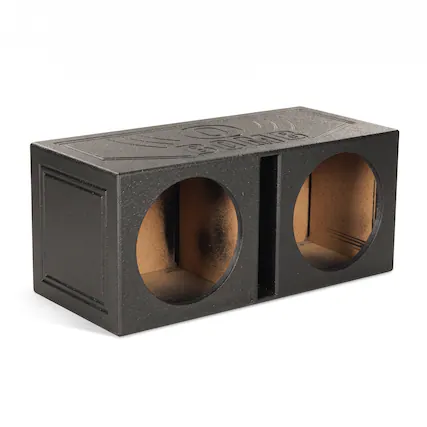 Front. QPower - QPower QBOMB12V Dual 12" Vented Ported Subwoofer Sub Box with Bedliner Spray - Black.