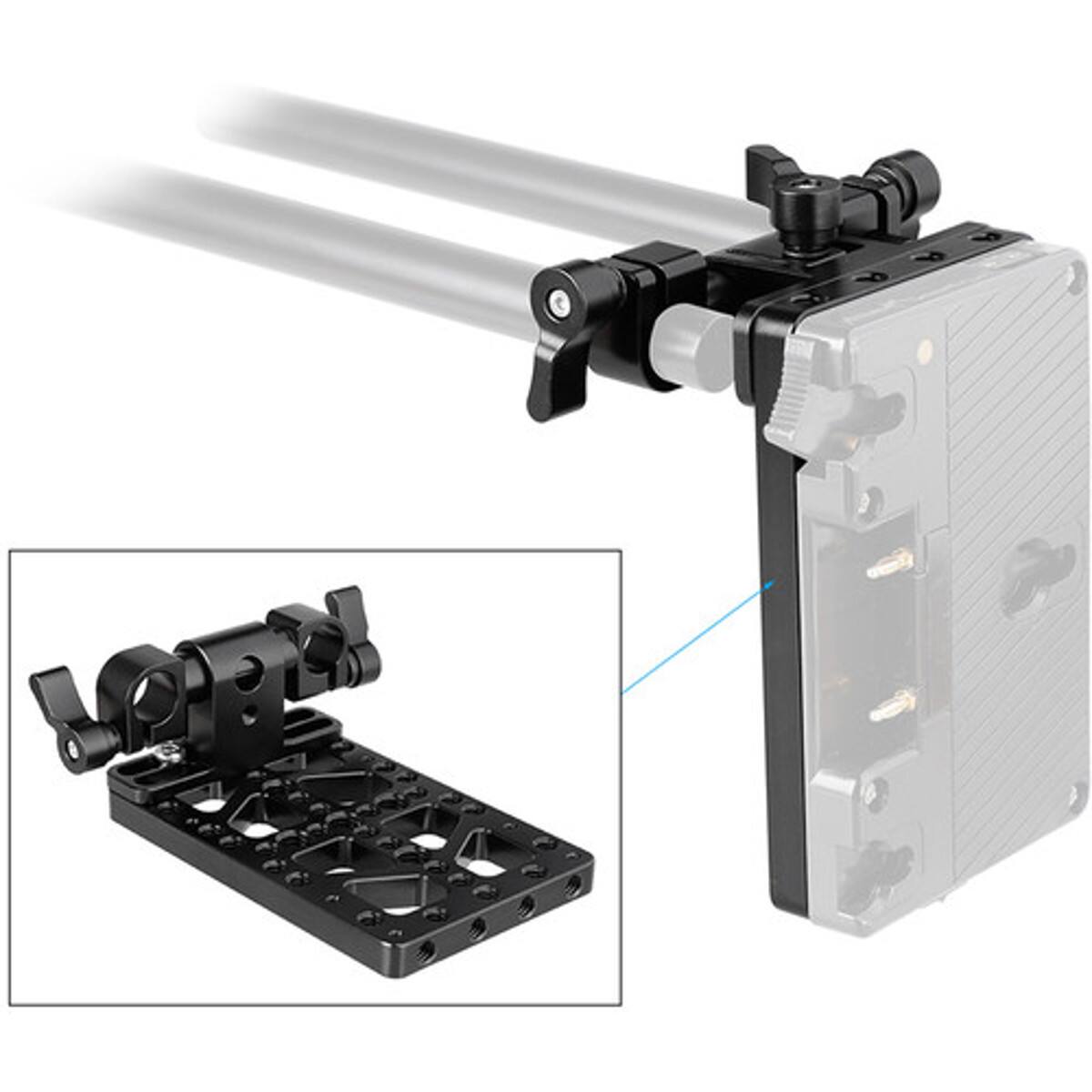 Alt View 5. CAMVATE - CAMVATE Battery Backboard Cheese Plate, 360deg. Swivel 15mm Rod Clamp.
