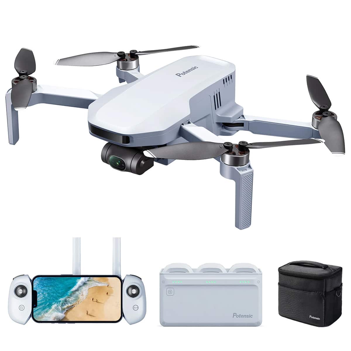Potensic - ATOM GPS Drone with 4K 3-Axis Gimbal Camera Fly More Combo